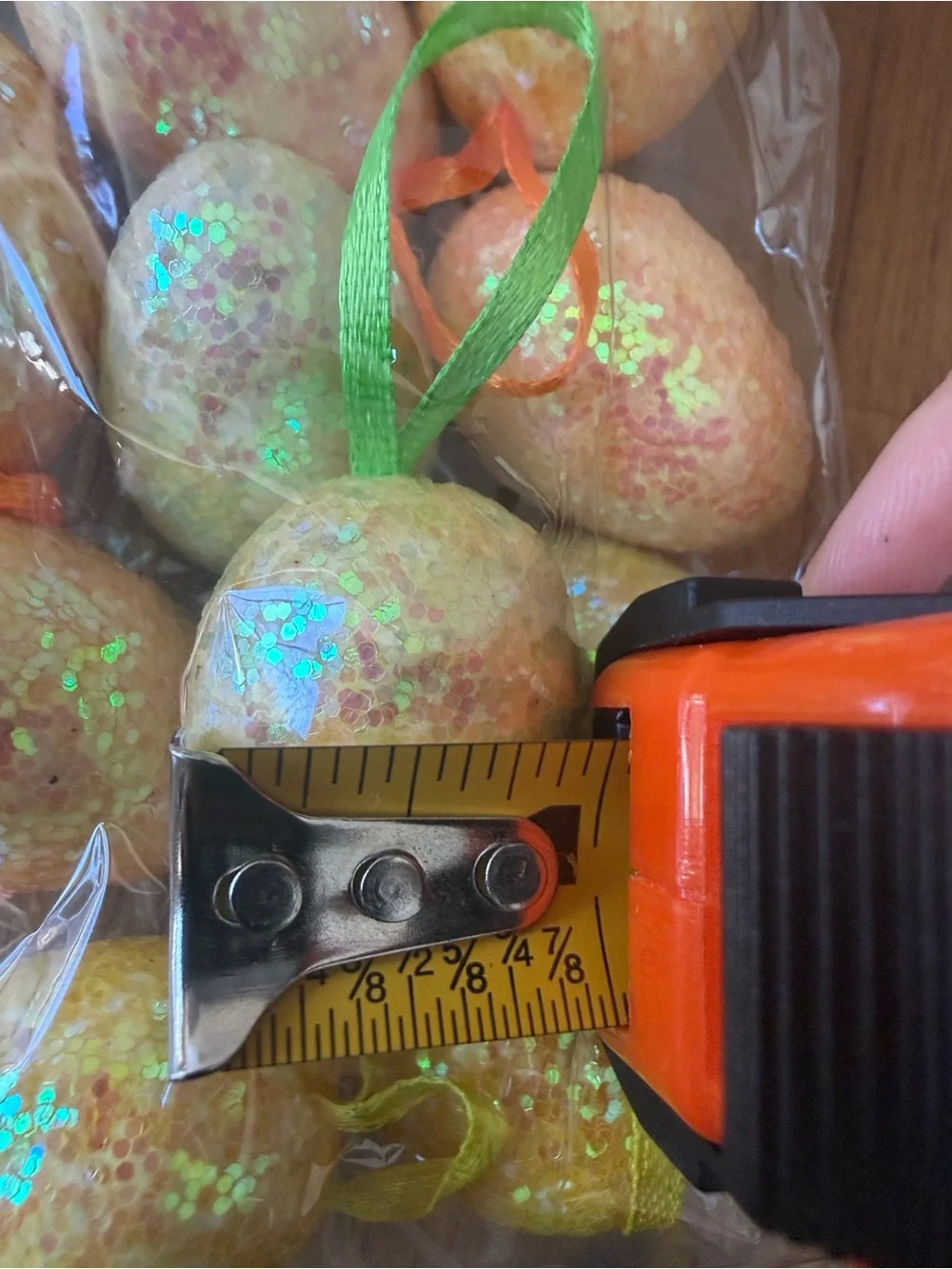 Hobby Lobby Glitter Foam Egg Ornaments in Yellow, Orange, Green, Purple (12 pc)